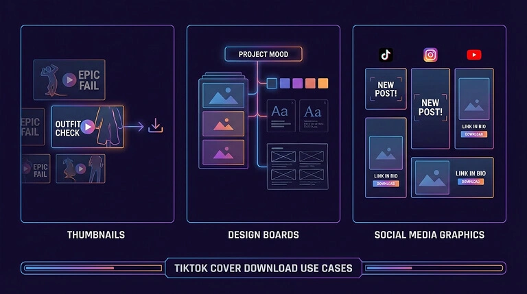 TikTok cover download use cases — thumbnails and design